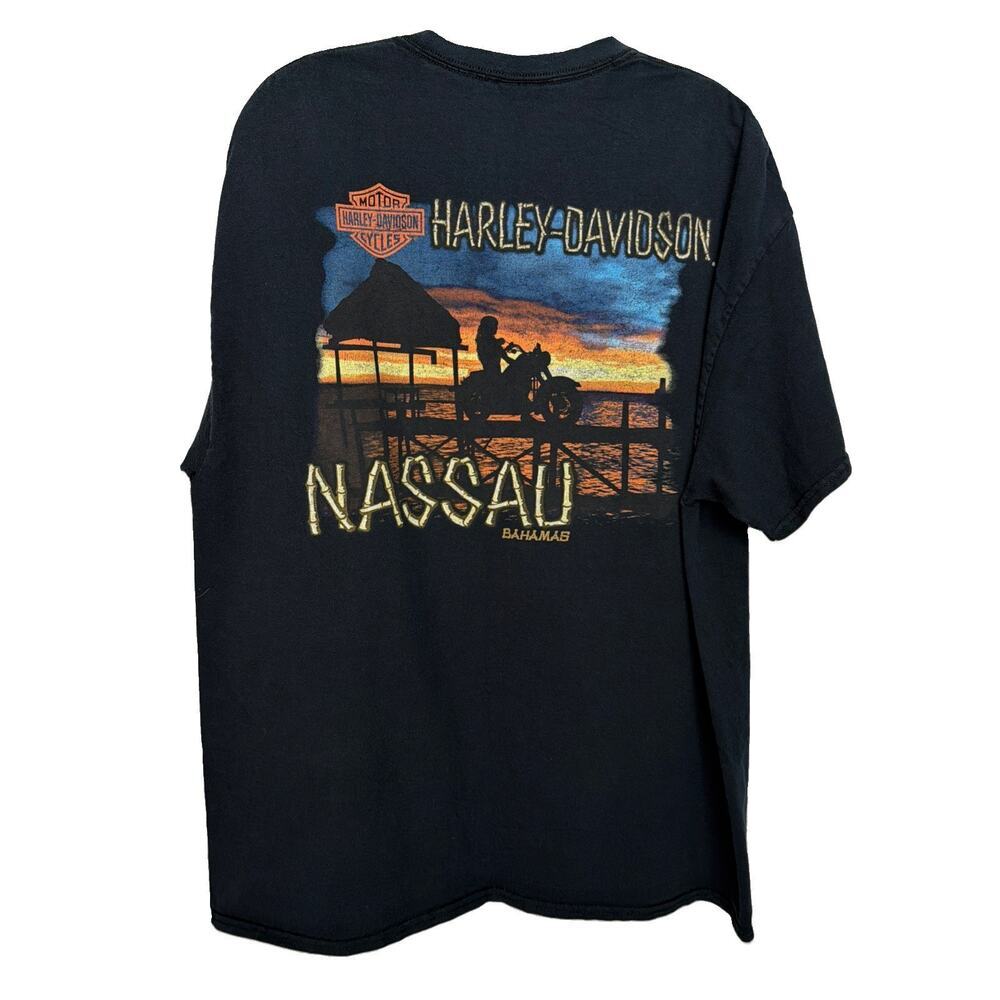 Harley Davidson Nassau Bahamas Black T Shirt Motorcycle Biker Tee Size XL